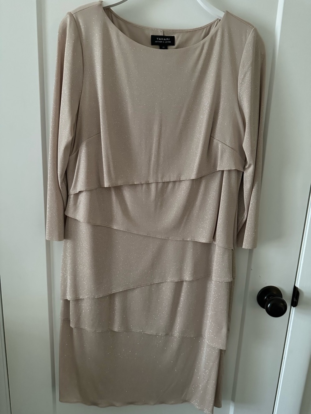Tahari ASL Women's Sparkle Layered Midi Dress in Blush